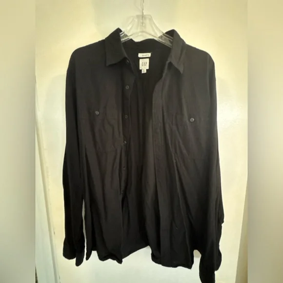GAP Men’s Black Button Down Shirt XL Untucked Fit Cotton - Picture 1 of 4